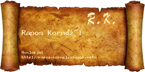 Rapos Kornél névjegykártya